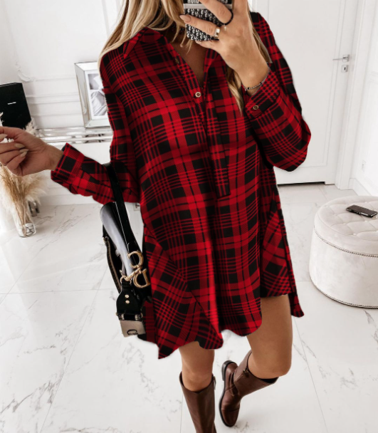 Vault 9 Chic Elegance Plaid Shirt Dress
