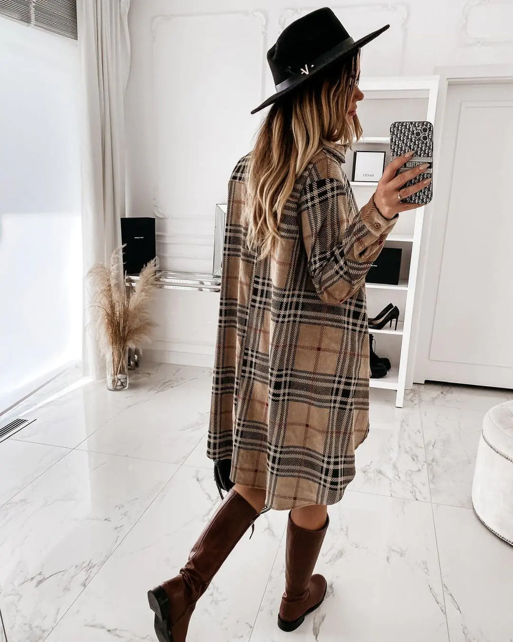 Vault 9 Chic Elegance Plaid Shirt Dress